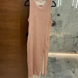 Wilfred pink and beige checkered long dress